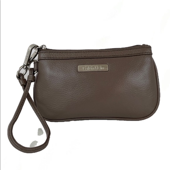 Calvin Klein Taupe Leather Wristlet - Picture 4 of 7